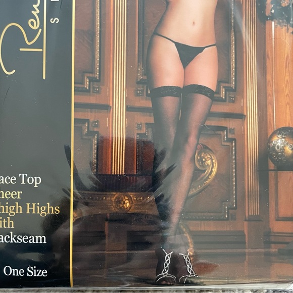 Black backseam Sheer thigh high stockings One size - Picture 4 of 4